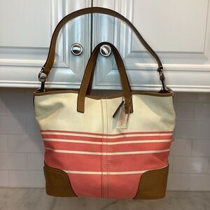 Coach Bag Purse Handbag Hadley Striped Convertible Duffle Satchel Tote